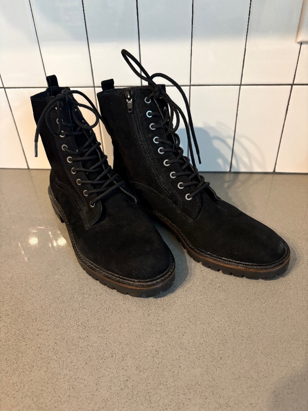 Lucky Brand suede leather combat boots - as is - size 7.5
